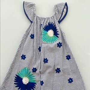 Masala Kids Striped Dress with Floral Embroidery